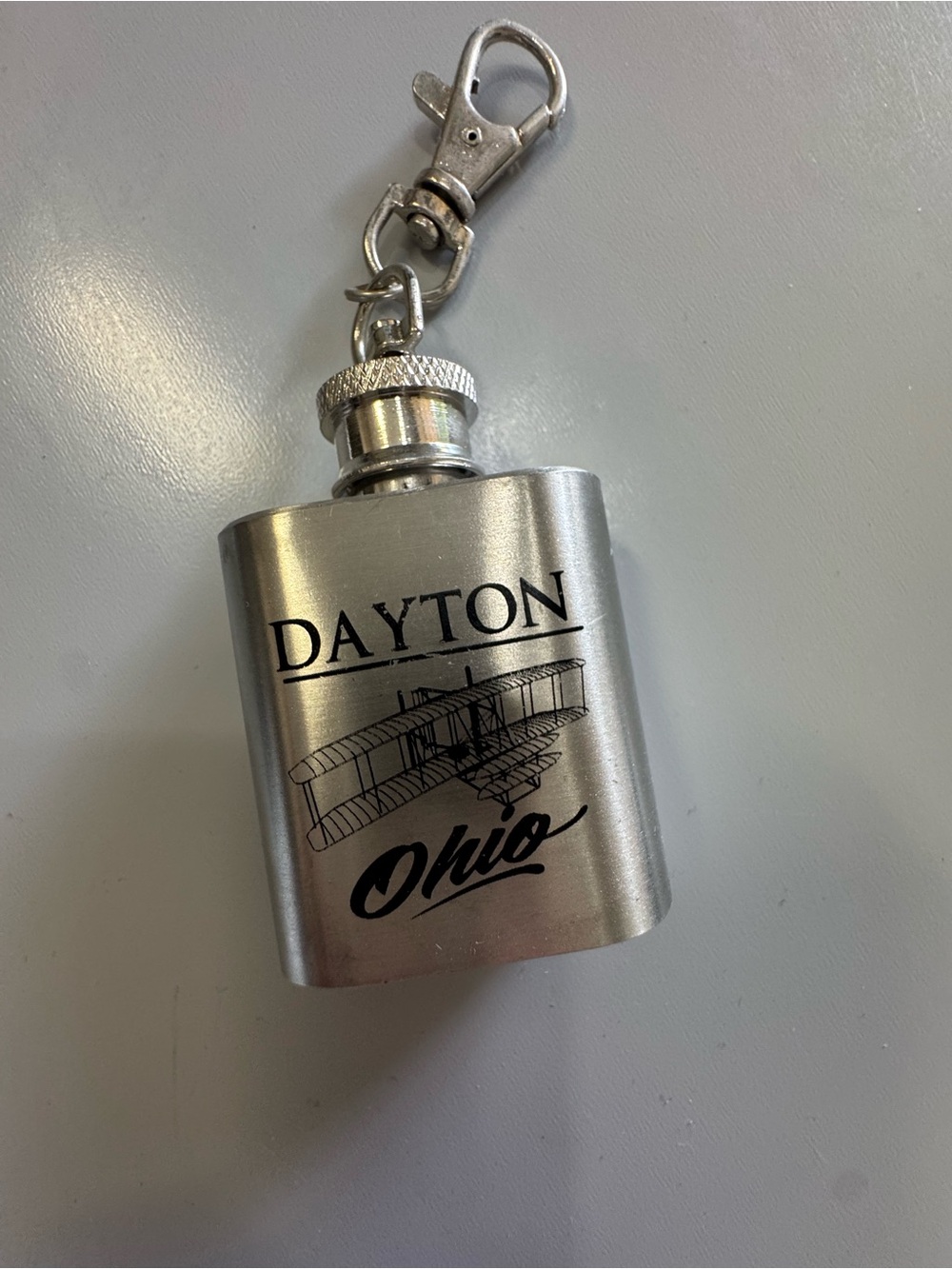 Ohio Silver Mini Flask Keychain